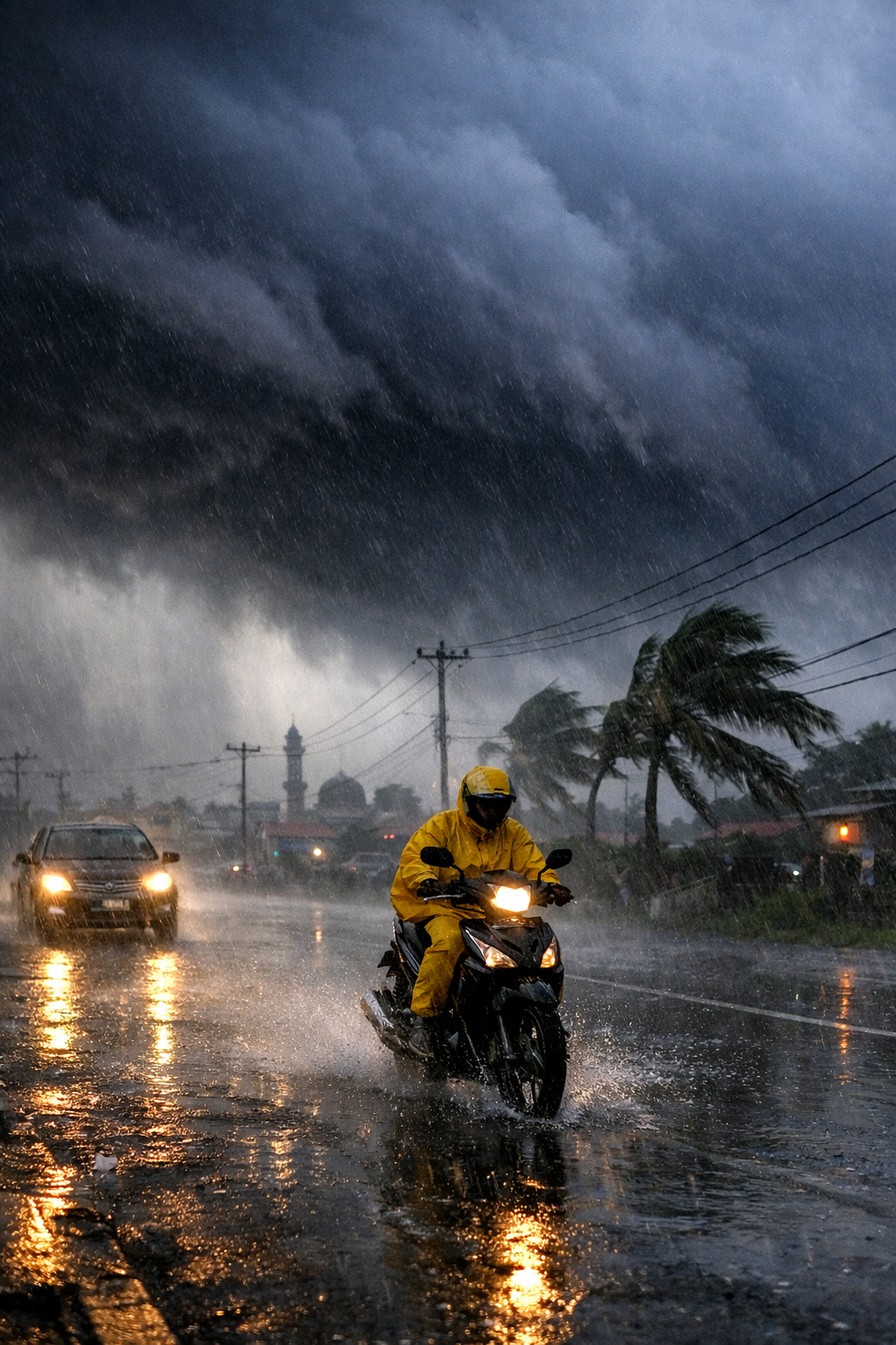 Waspada Cuaca Ekstrem. BMKG Wilayah II mengimbau masyarakat Banten untuk meningkatkan kewaspadaan terhadap potensi hujan sangat lebat dan angin kencang yang diprediksi melanda sebagian besar wilayah Banten hingga 13 April mendatang. — Foto: Ilustrasi