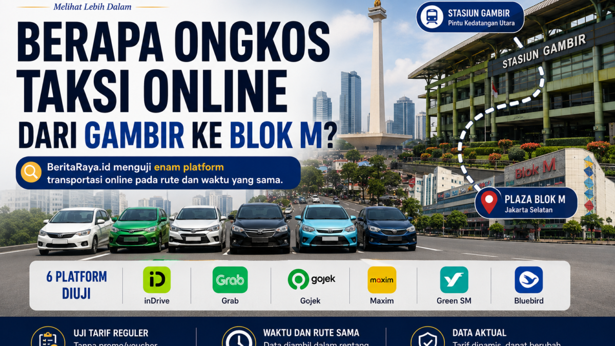 Berapa Ongkos Taksi Online dari Gambir ke Blok M? Ini Hasil Uji Enam Platform